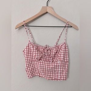 Abercrombie & Fitch Red Gingham Cropped Top